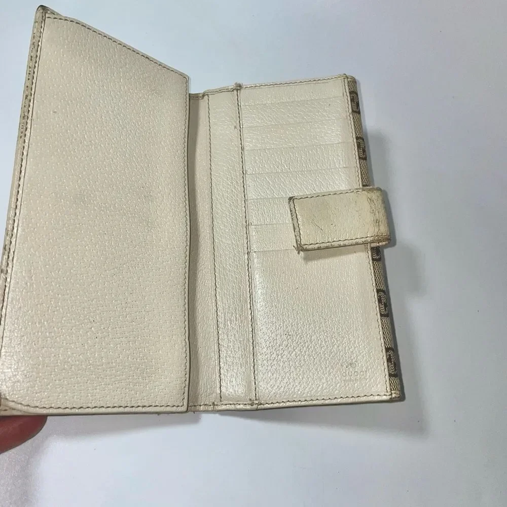 Gucci GG Logo Canvas Leather Trim Continental Wallet - Picture 9 of 15
